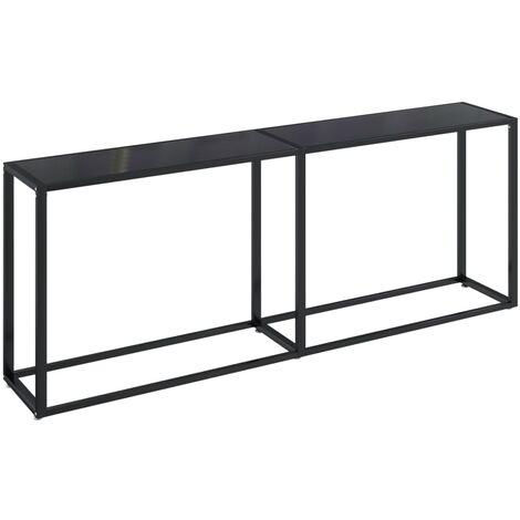 Tavolo Consolle Nero Marmo 160x35x75,5 cm in Vetro Temperato