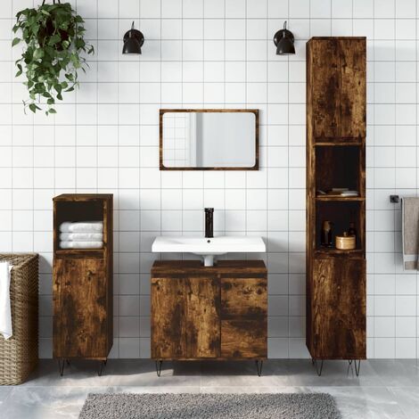 Unico Design Armadietto Bagno Rovere Fumo 30x30x190 cm in Legno Multistrato  30x30x190 cm Magnifico it - Marrone73090