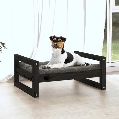 Unico Design Cuccia per Cani Nera 55,5x45,5x28cm in Legno Massello di Pino  55,5x45