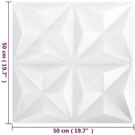 Unico Design Pannelli Murali 3D 24 pz 50x50 cm Origami Bianco 6 m²