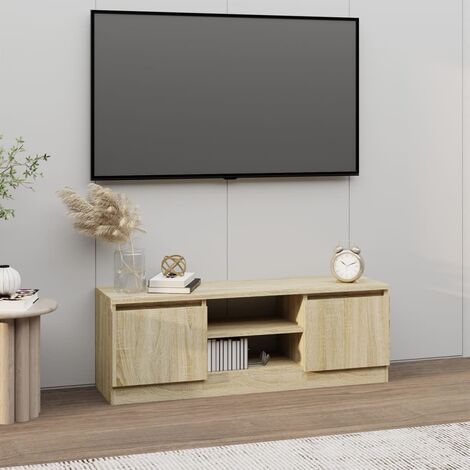 HOMCOM Carrello Porta TV con 1 Anta e Vani Aperti in Legno, Mobile