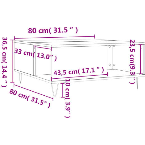 Unico Design Tavolino da Salotto Rovere Fumo 80x80x36,5 cm Legno  Multistrato 80x80x36,5 cm Magnifico