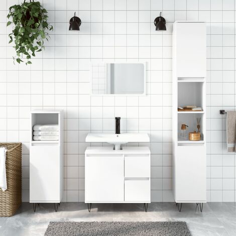 Nova Deco Colonna Bagno con 2 Ripiani Aperti e 2 Armadietti in