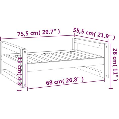 Cuccia per Cani 75,5x55,5x28 cm in Legno Massello di Pino