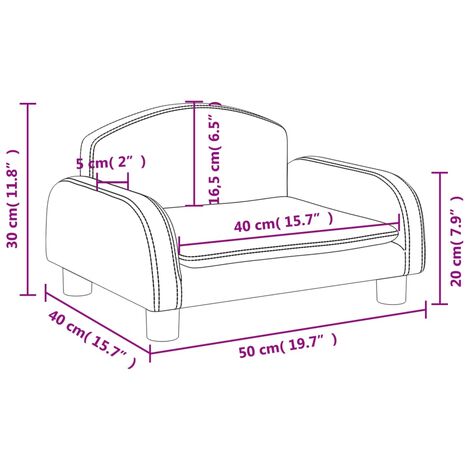 Unico Design Divano per Bambini Grigio 60x40x30 cm in Similpelle