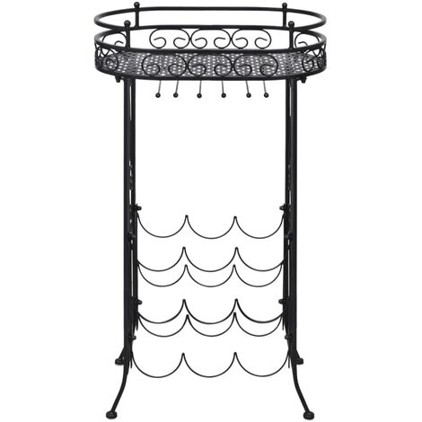 Unico Design Struttura Portavini con Supporto 9 Bottiglie di Vino in Metallo  46x28,5x77,5 cm