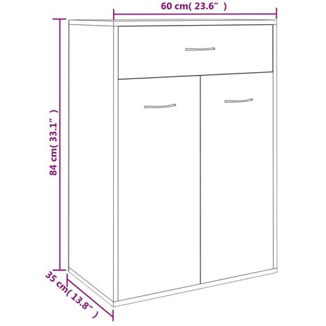 VidaXL Scarpiera Grigia 60x35x84 cm in Truciolato