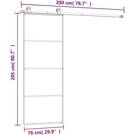 vidaXL Porta Scorrevole con Kit Montaggio Vetro ESG Alluminio 76x205cm