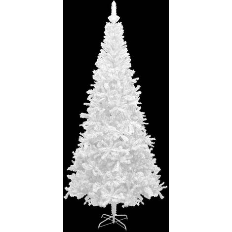 Albero di Natale Pino Super Folto 1300 Rami Altezza 240cm 350 Luci LED  Incorporate Bianco Caldo Con Base Tronco Effetto Legno Diametro 120cm  Colore