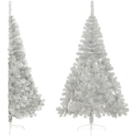 Mobilia Decorazioni Albero di Natale a Metà con Supporto Argento