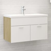 Unico Design Mobile Sottolavabo Bianco e Rovere 80x38,5x46 cm in Truciolato  80x38,5x46 cm Magnifico