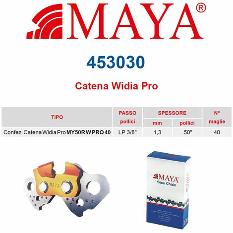 Catena motosega confezionata in Widia PRO LP 3/8" 1.3 mm - .050" 40 maglie con antirimbalzo - 453030