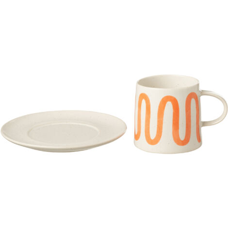 Ensemble Tasse & Sous-Tasse en Porcelaine Lara 16cm Saumon