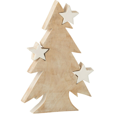 Crèche de Noël puzzle en bois de manguier blanc 54x3.5x41 cm