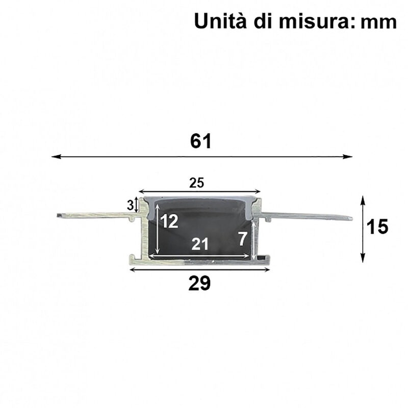 Profilo Alluminio Per LED Eurocali - 2 Metri Opaco, Pacco Da 5