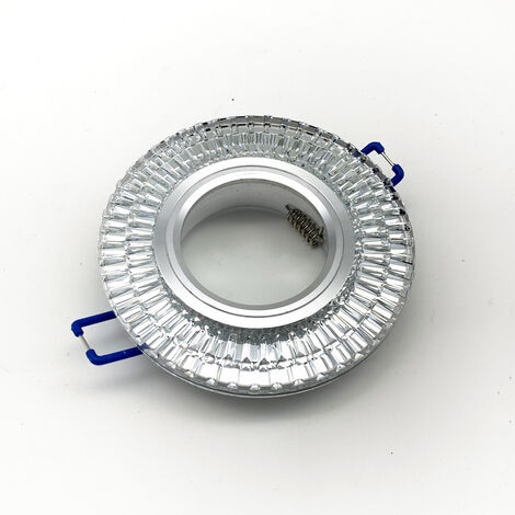 Faretto Da Incasso Rotondo In Vetro Con Chiusura A Scatto Per Lampadine GU10 – Diametro 90mm, Nero/Argento