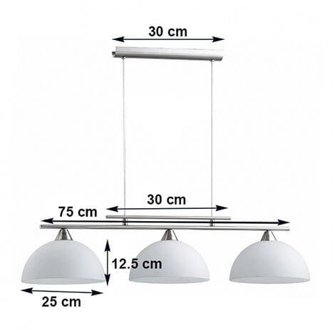 Lampadario a sospensione design da soffitto per salone, cucina 3 coppe in vetro