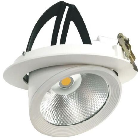 Faro LED COB 30W a incasso rotondo Orientabile 220v F.I.180-185mmLuce Neutra Naturale 4200k
