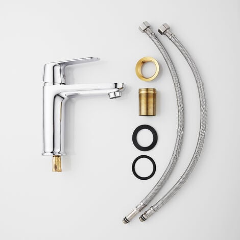 Rubinetto Miscelatore per Lavabo bagno completo di accessori X002-1