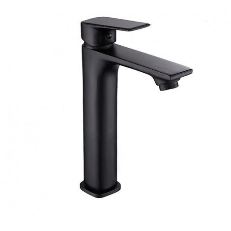 Rubinetto Miscelatore Nero opaco per Lavabo bagno completo di accessori X001-5-B