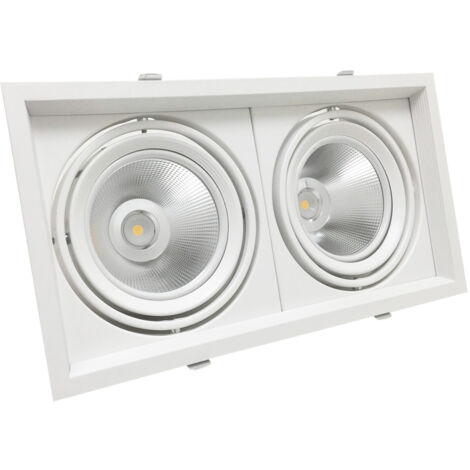 AR111 Ghiera portafaretto orientabile 40w 2x20w completa di 2 faretti LEDLuce Fredda 6400k (1/4)
