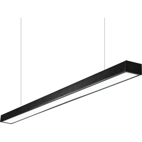Plafoniera LED 38W 120x10x4cm da Sospensione con cavo acciaio Nero Pi-14-38WLuce Fredda 6400k (1/5)