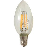 Lampadina a Led E14 6w Candela oliva passo piccolo a vite con filamento C35-6WLuce Fredda 6400k