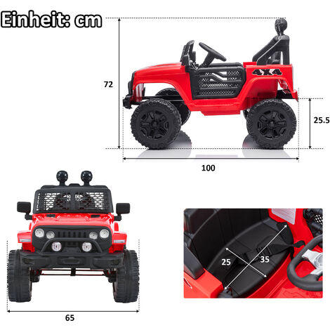 Elektro Kinderauto 12V 2x Motor mit 2,4G-Fernbedienung, Hupe und LED  Vorderlicht, bis 5 km/h Jeep Suv für 3-7 Jahren Rot