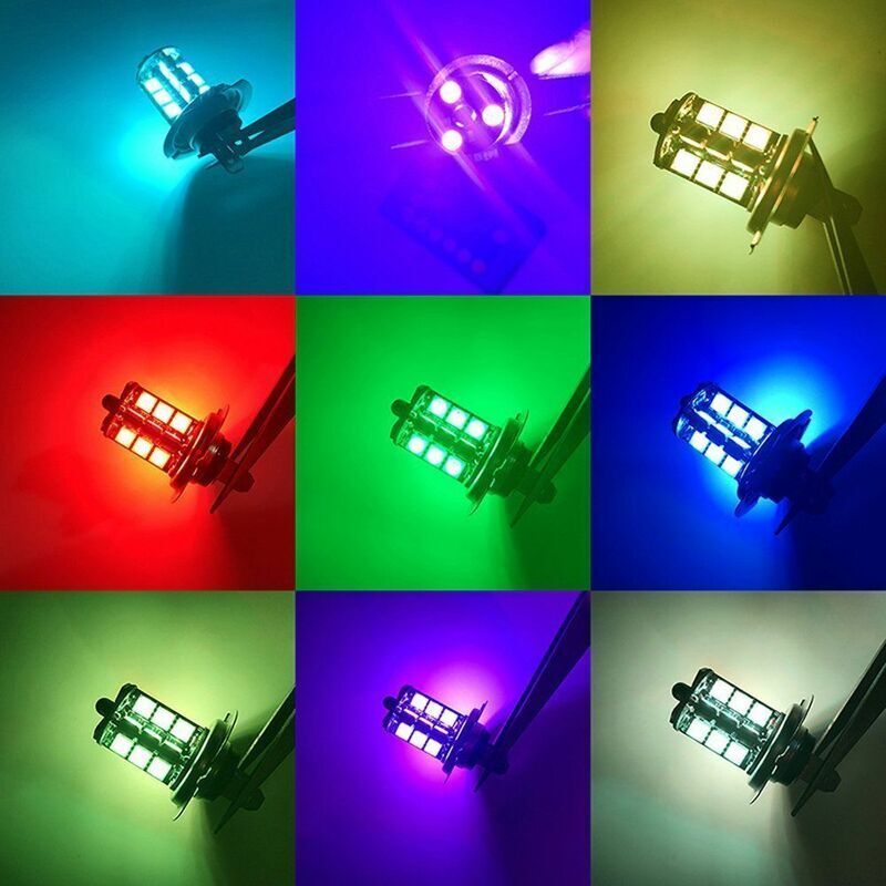 Ampoule Antibrouillard H8 LED RGB Riloer - Télécommande 9 Couleurs | Pour Voiture, Customisation