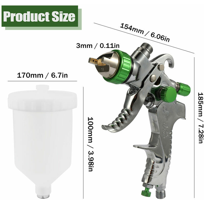 CCYKXA Kit aérographe multi-usages Gravity Feed - Pistolet pulvérisateur  aérographe - 0,3 mm - 0,5 mm 