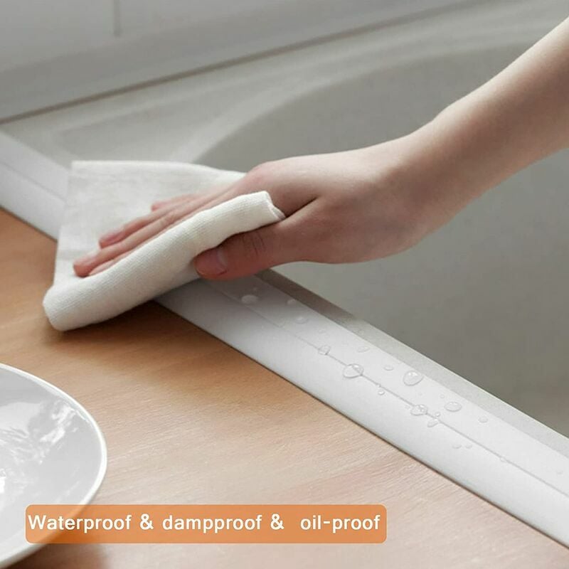 Joint Silicone Blanc Salle de Bain,Ruban d'étanchéité pour cuisine ou salle  de bain,Ruban auto-adhésif anti-moisissure et anti-fuite adapté à de  nombreuses occasions 2Pcs,Oi-FRIS