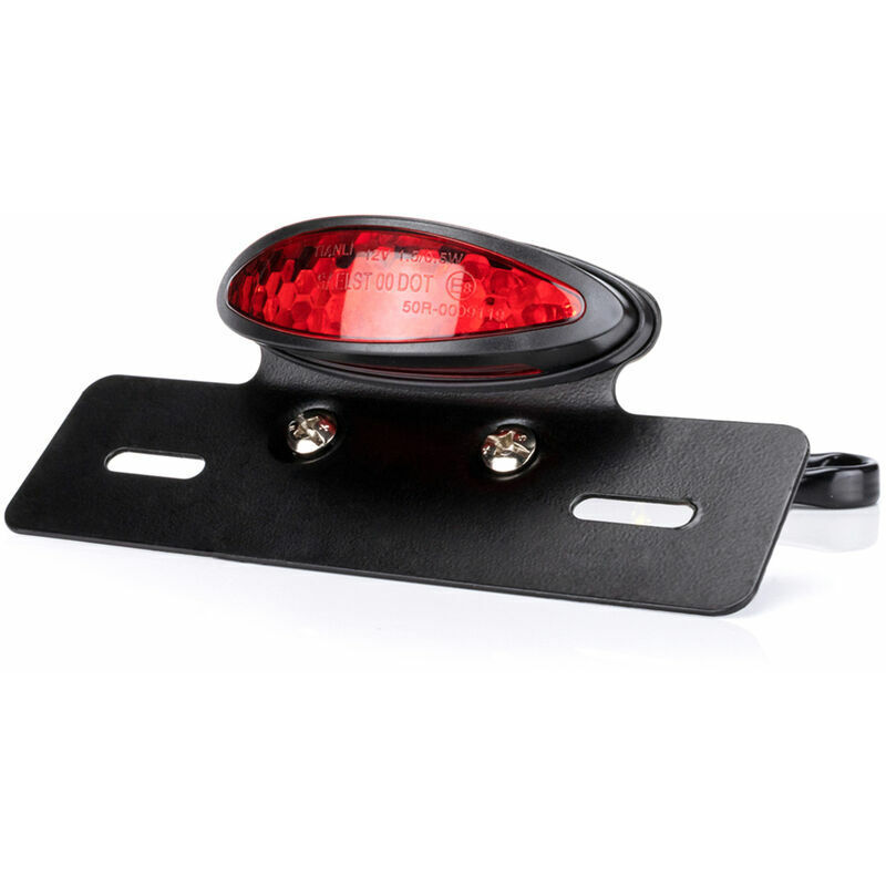 Feu Arrière Moto LED Avec Porte-Plaque - Noir Et Rouge Universel 12V