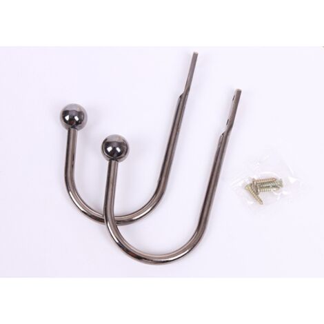 Lots de 2 embrasses de rideaux  - Crochets en métal à fixer au mur - Pour rideaux et draperies, Silver