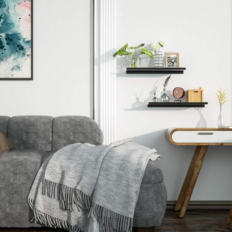 Etagère Murale Noire, Étagere Murale Bois 1 Niveaux Très Belles Etagere avec Longueur 30cm pour Salle de Chambre, Bureau, Salon, etc
