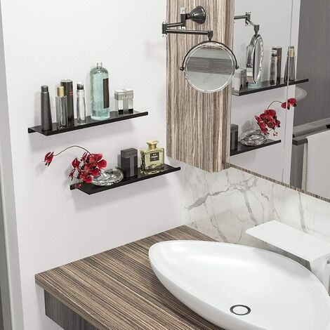 Etagère Murale Noire, Étagere Murale Bois 1 Niveaux Très Belles Etagere avec Longueur 30cm pour Salle de Chambre, Bureau, Salon, etc