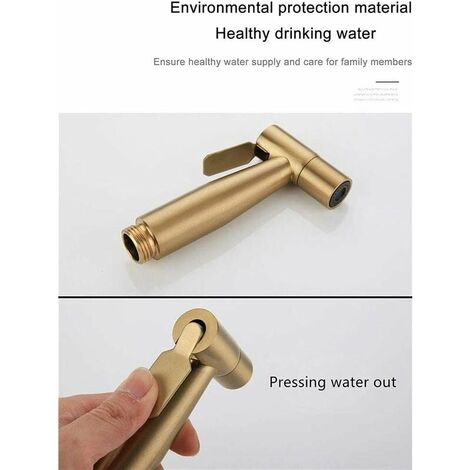 01 Pistolet à valve à angle doré brossé ensemble de toilette trois pièces buse de rappel compagnonadapté à la douche