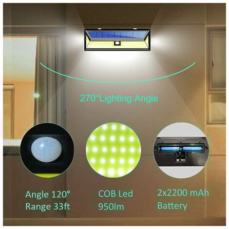 180COB sans télécommande lumière solaire de jardin corps humain induction solaire applique murale extérieure lumière de jardin，pour extérieur, jardin, cour