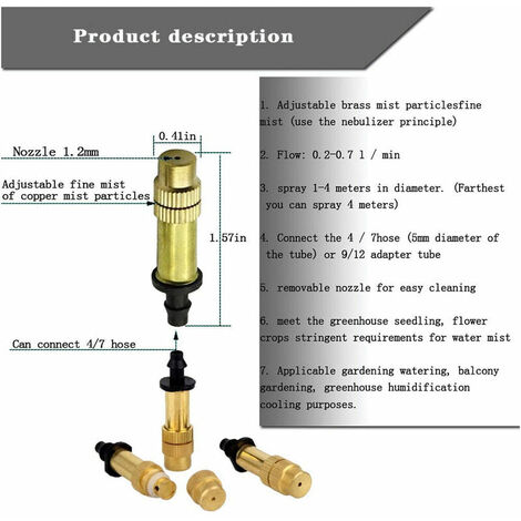 Lot De 5 Buses De Pulvérisation En Laiton – Filetage Mâle 1/2" – Réglables Pour Brumisation, Irrigation, Serre - 8