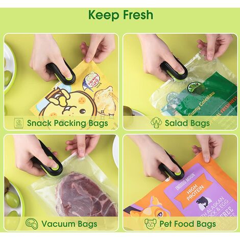 Mini scelleuse de sacs, scelleuse thermique 2 en 1, rechargeable et Portable, garde les chips alimentaires fraîches, noir/vert
