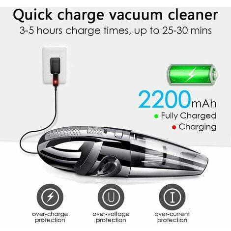 Aspirateur à Main sans Fil Puissant Portable 120W 2200mAh avec Fonction Huimide & Sèche Filtre HEPA Lavable et 5 Buses Rechargeable pour Maison,Table, Bureau, Voiture