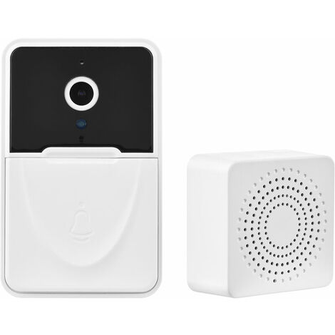 Caméra De Sonnette Vidéo Sans Fil Sonnette De Sécurité Visuelle Intelligente, Avec Détection De Mouvement Vision Nocturne Surveillance Audio Bidirectionnelle En Temps Réel, Noir Blanc