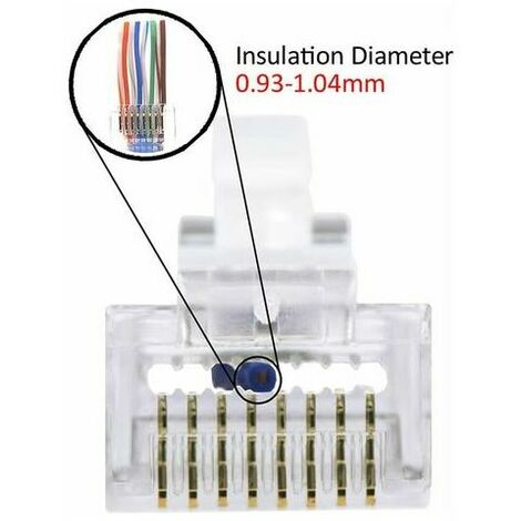 Lot de 100 RJ45 8P8C CAT6 CAT5E Connecteur de Passe à Travers Ethernet Modulaire Plug 50u Plaqué