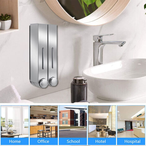 Distributeur De Shampooing 3 En 1 Mural - 16 étiquettes étanches - Installation Sans Perçage - Pour Salle De Bain Et Cuisine