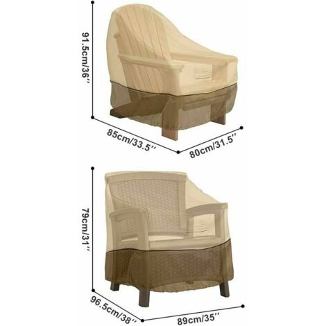 PATIO PLUS Housse De Chaise De Jardin Empilable, Imperméable, Anti-UV, Tissu Oxford 420D 68 X 96 X 110/150 Cm