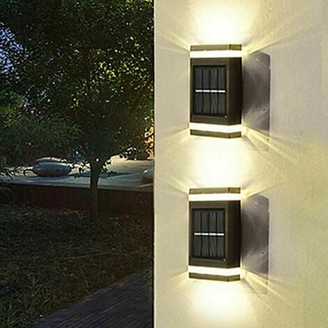 Applique murale extérieure lampe de clôture solaire-paquet de 2 appliques murales extérieures solaires, applique murale solaire LED, IP65