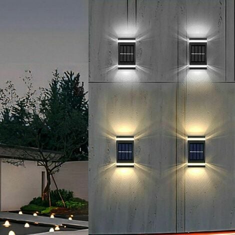 Applique murale extérieure lampe de clôture solaire-paquet de 2 appliques murales extérieures solaires, applique murale solaire LED, IP65