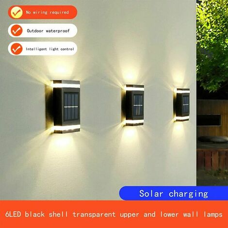 Applique murale extérieure lampe de clôture solaire-paquet de 2 appliques murales extérieures solaires, applique murale solaire LED, IP65