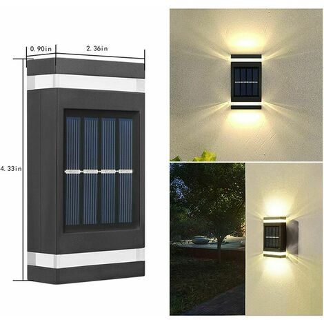 Applique murale extérieure lampe de clôture solaire-paquet de 2 appliques murales extérieures solaires, applique murale solaire LED, IP65
