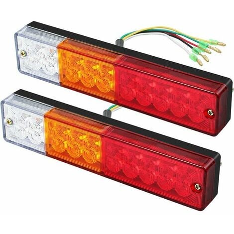2 x Feux Arrière LED Feux de Recul Freinage Clignotant Eclairage Phare Arrière 40 LED 12V 24V pour Remorque Camion Caravane UV Bateau Camping Car