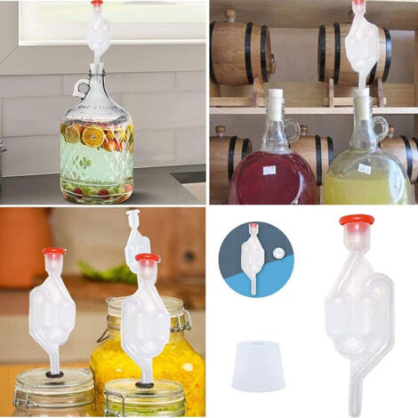 Bouchon Avec Trou 48/44mm + Barboteur Plastique Pour Dame-Jeanne, Bonde Fermentation Vin, Bière, AlcoFermBrew